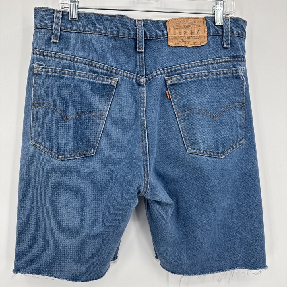 Vintage 80's Levi's Altered Cut Off Jorts Mens‎ 36 Orange Tab 20516-0914 Blue